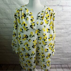 Dalia Lemon Print Blouse - Yellow and Green 2X